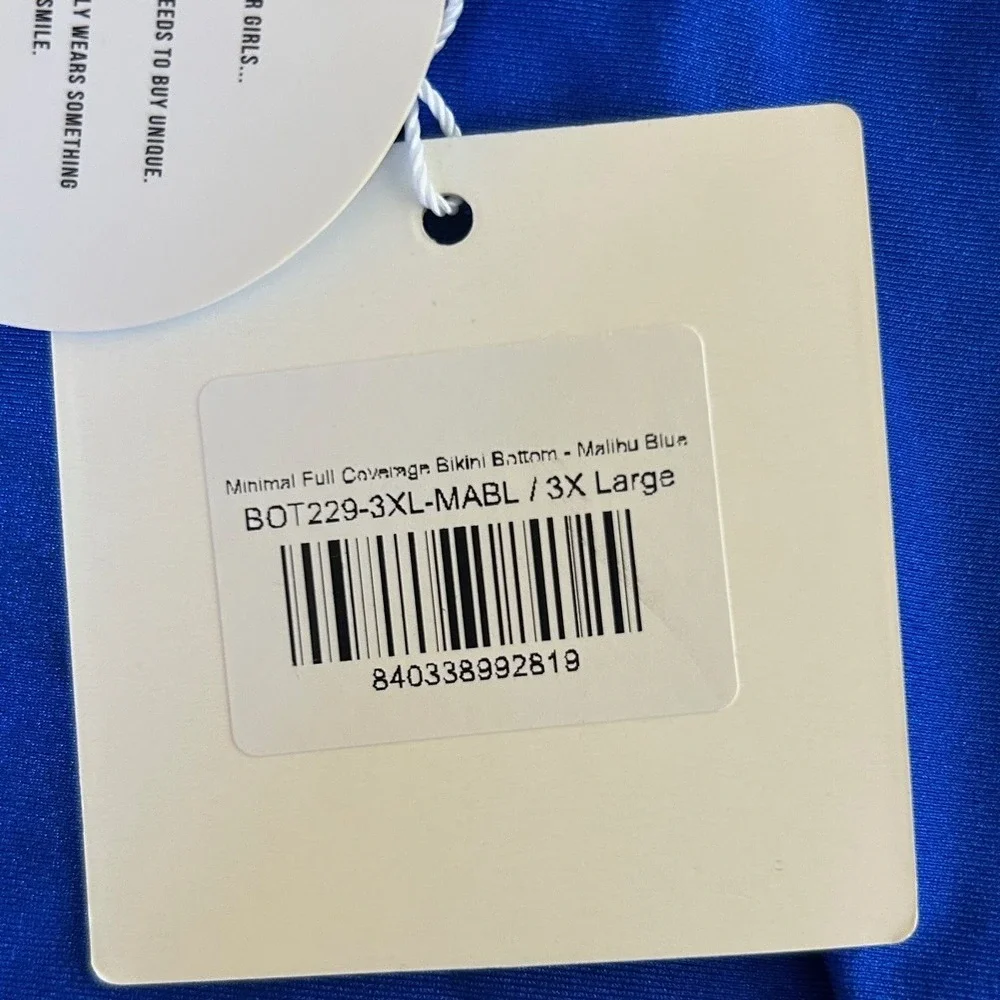 Kulani‎ Kinis Cobalt Blue Strapless Bandeau Full Coverage Bottom Bikini Set 3XL